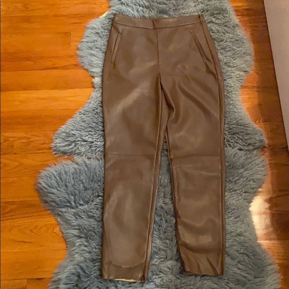 Faux leather hot brown pants
